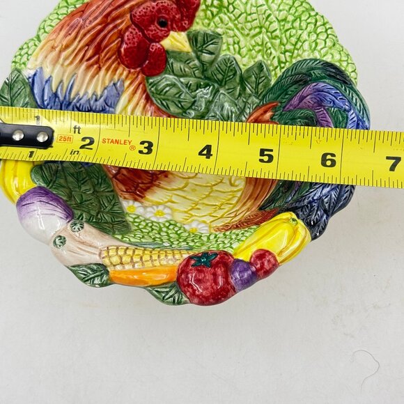 Fitz and Floyd Vintage Rooster Chicken Coq Du Village Serving Bowl 1996 - Picture 9 of 10